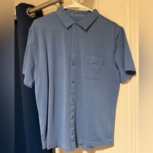 Fabletics The Dash Button Down Shirt - Blue - Size Large
